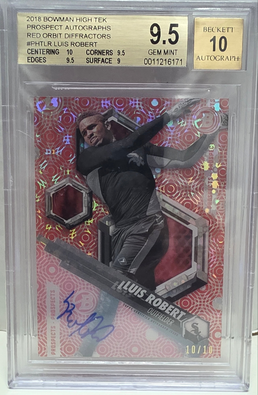 Luis Robert 2018 Bowman High Tek Red Orbit Autograph #10/10 BGS 9.5 Auto 10