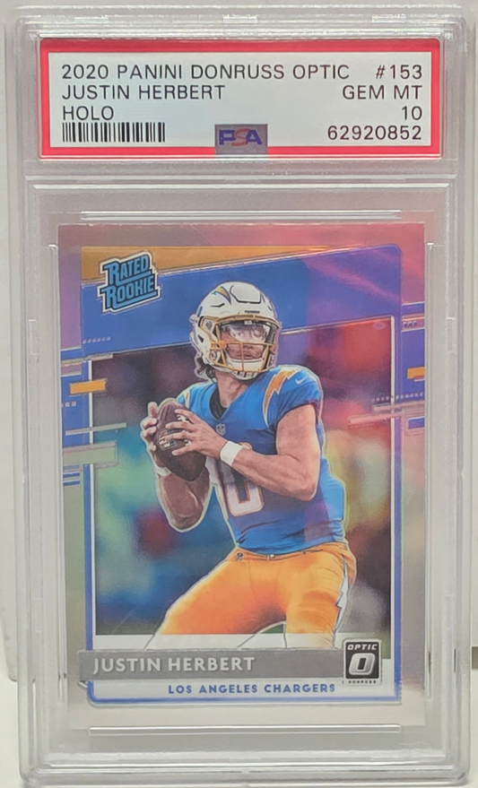Justin Herbert 2020 Donruss Optic Holo Rookie #153 PSA 10 Gem Mint