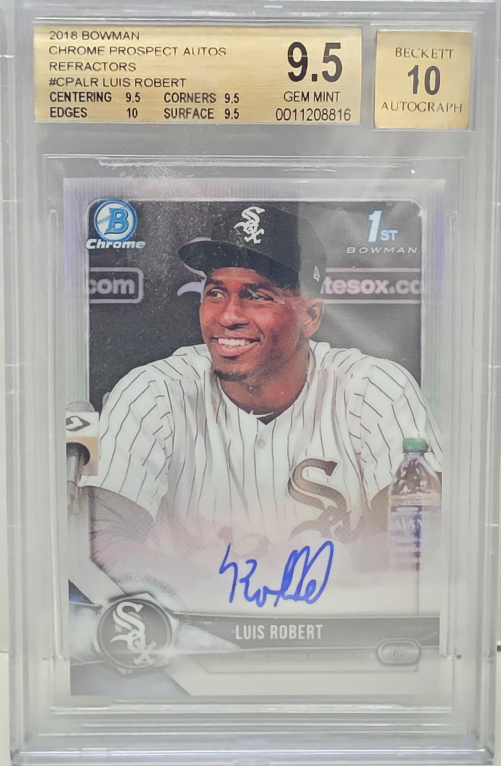 Luis Robert 2018 Bowman Chrome Refractor Auto #447/499 BGS 9.5 Gem Mint Auto 10
