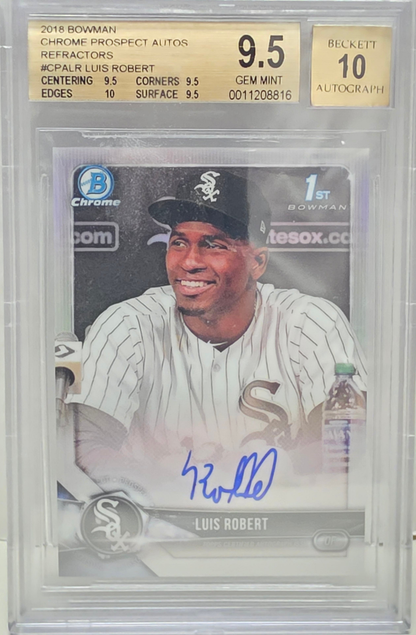 Luis Robert 2018 Bowman Chrome Refractor Auto #447/499 BGS 9.5 Gem Mint Auto 10