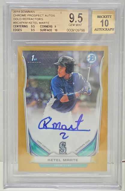 Ketel Marte 2014 Bowman Chrome Gold Refractor Auto #7/50 BGS 9.5 Auto 10