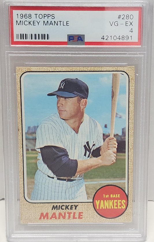 Mickey Mantle 1968 Topps #280 PSA 4 Vg-Ex 4891
