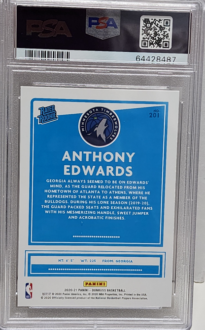 Anthony Edwards 2020 Panini Donruss Choice RC #201 PSA 10 Gem Mint