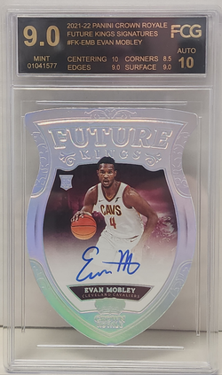 Evan Mobley 2021 Panini Crown Royale Future Kings RC Auto #43/49 FCG 9 Mint