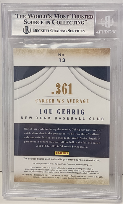 Lou Gehrig 2014 Panini Immaculate Accolades Game-Used Bat #62/99 BGS 9 Mint