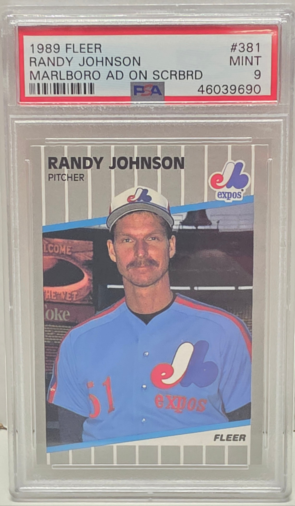 Randy Johnson 1989 Fleer Rookie Marlboro Ad #381 PSA 9 Mint