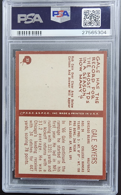Gayle Sayers 1967 Philadelphia #35 PSA 7 Near Mint