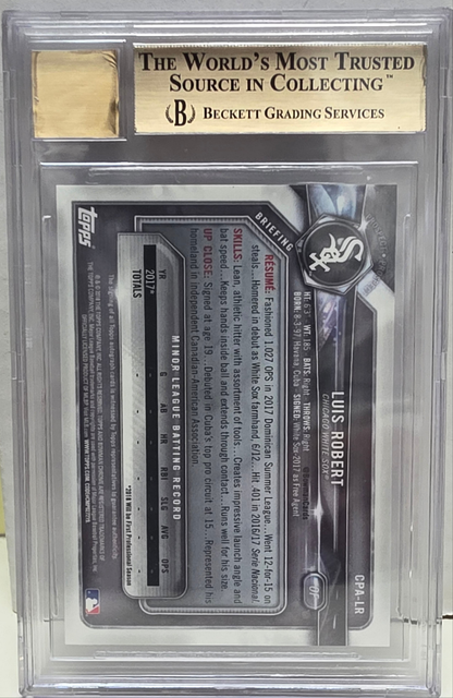 Luis Robert 2018 Bowman Chrome Auto BGS 9.5 Gem Mint Auto 10