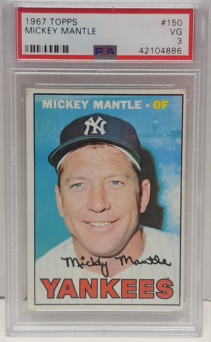 Mickey Mantle 1967 Topps #150 PSA 3 VG 4886
