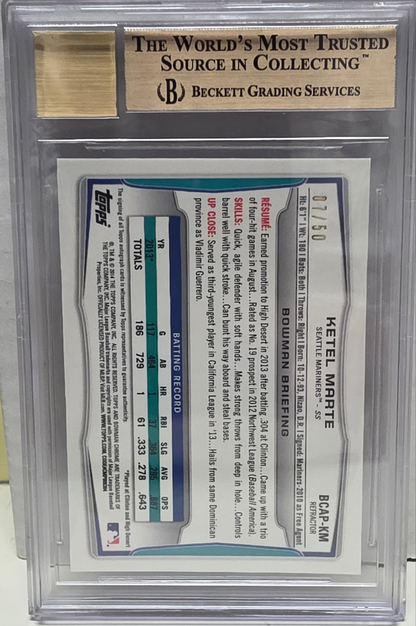 Ketel Marte 2014 Bowman Chrome Gold Refractor Auto #7/50 BGS 9.5 Auto 10