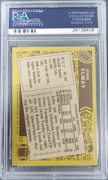 John Elway 1986 Topps #112 PSA 9 Mint