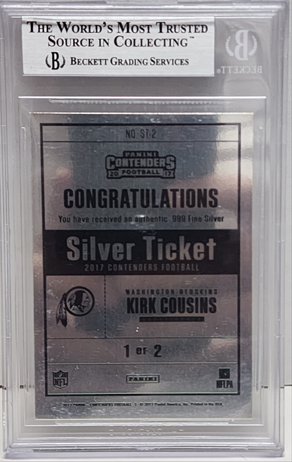 Kirk Cousins 2017 Panini Contenders Silver Ticket #1/2 One Ounce of Silver
