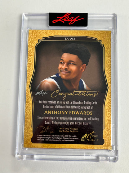Anthony Edwards 2023 Leaf Art of Sport Autograph Blue #9/9