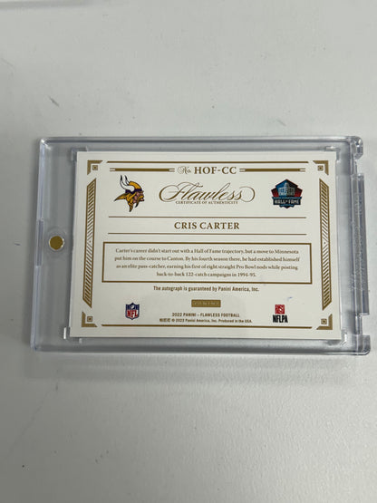 Cris Carter 2022 Panini Flawless Hall of Fame Gold Auto #9/15