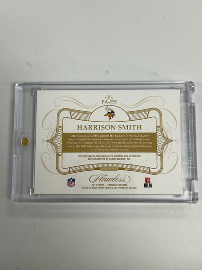 Harrison Smith 2019 Panini Flawless Ruby Patch Auto #10/10