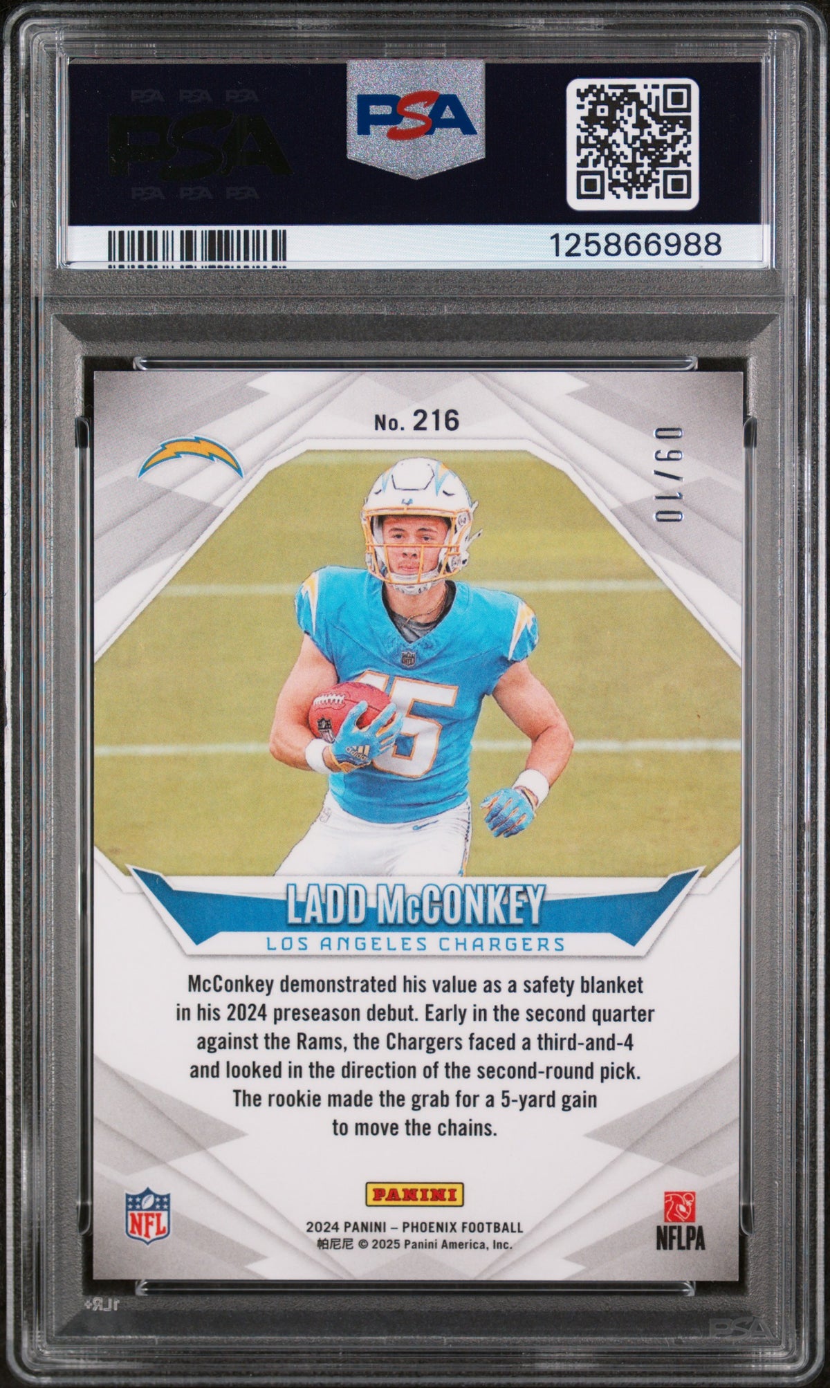 Ladd McConkey 2024 Panini Phoenix Colorburst #9/10 PSA 9 Mint