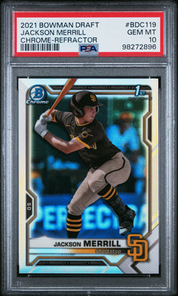 Jackson Merrill 2021 Bowman Chrome Draft Refractor PSA 10 Gem Mint