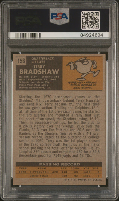 Terry Bradshaw 1971 Topps #156 PSA Authentic