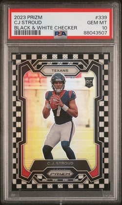 CJ Stroud 2023 Panini Prizm Rookie #339 Black and White Checker PSA 10 Gem Mint