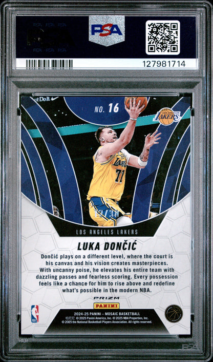 Luka Doncic 2024 Panini Mosaic Elevate Blue Fluorescent #12/30 PSA 8 Nm-Mint