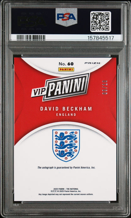 David Beckham 2025 Panini NSCC VIP Gold Auto #9/10 PSA 10 Gem Mint