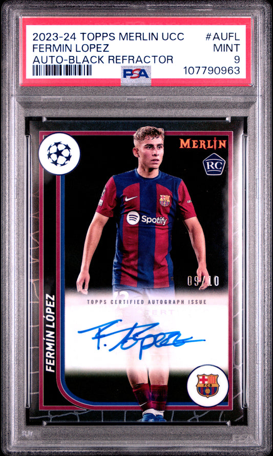 Fermin Lopez 2023 Topps Merlin Black Refractor Auto #9/10 PSA 9 Mint