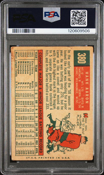 Hank Aaron 1959 Topps #380 PSA 2.5 Good+ 9506