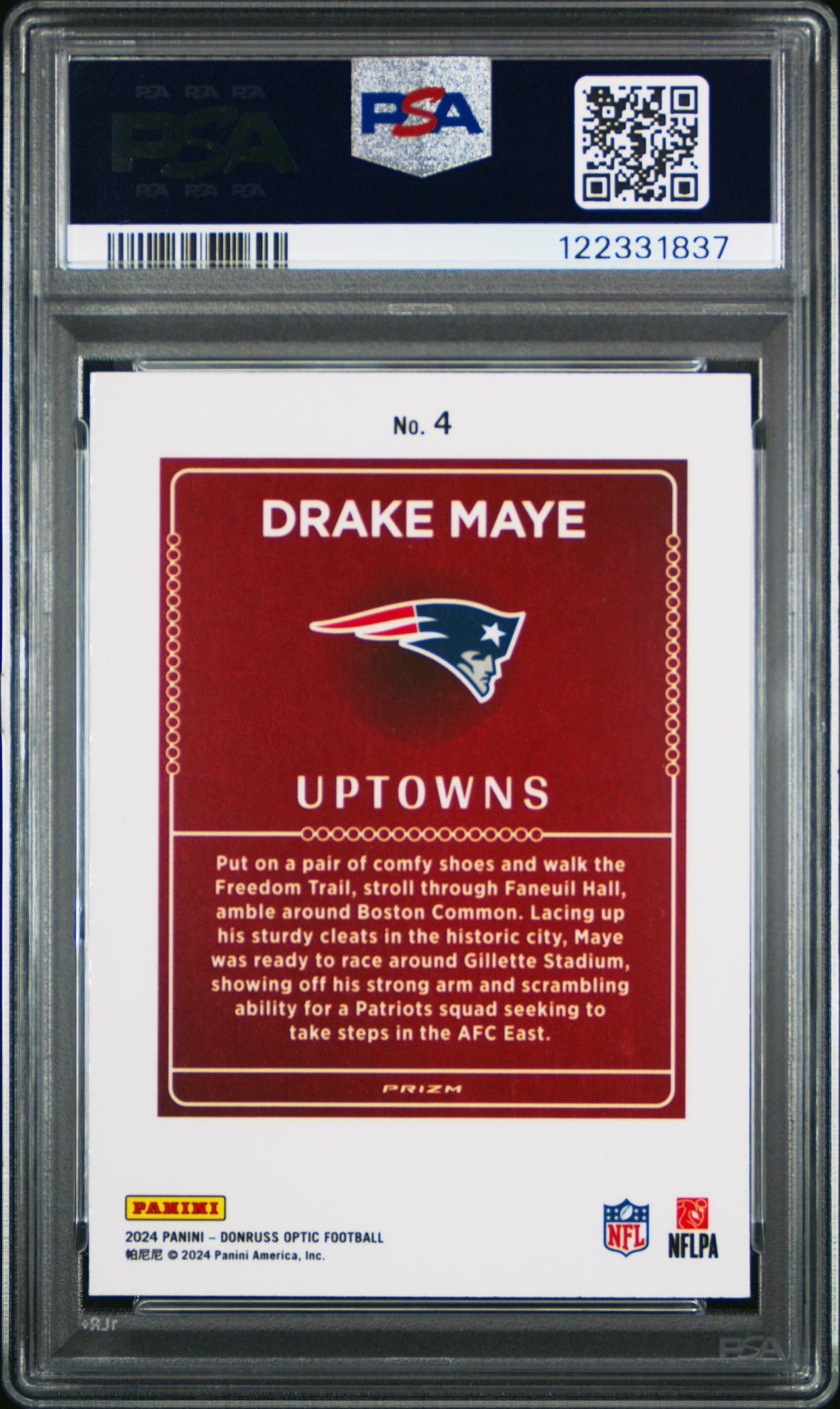 Drake Maye 2024 Donruss Optic Downtown Rookie PSA 9 Mint 1837
