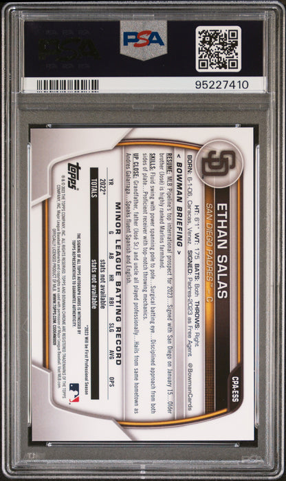 Ethan Salas 2023 Bowman Chrome Autograph PSA 10 Auto 10