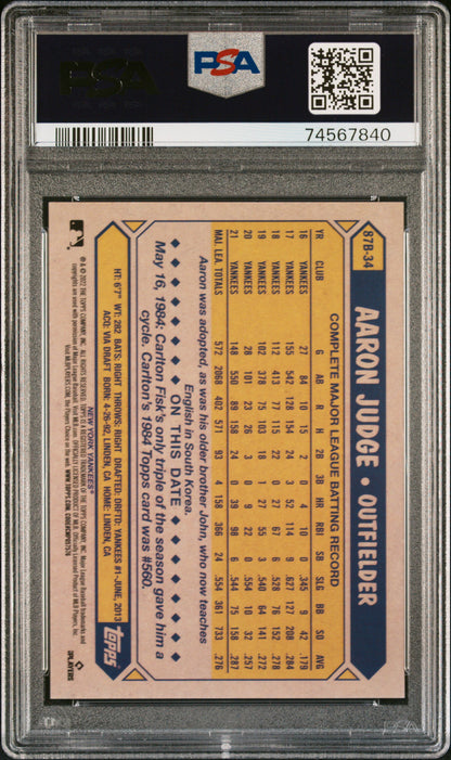 Aaron Judge 2022 Topps Japan Edition #34 1987 Topps Cherry Tree PSA 10 Gem Mint