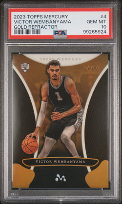 Victor Wembanyama 2023 Topps Mercury #4 Gold Refractor #34/50 PSA 10 Gem Mint