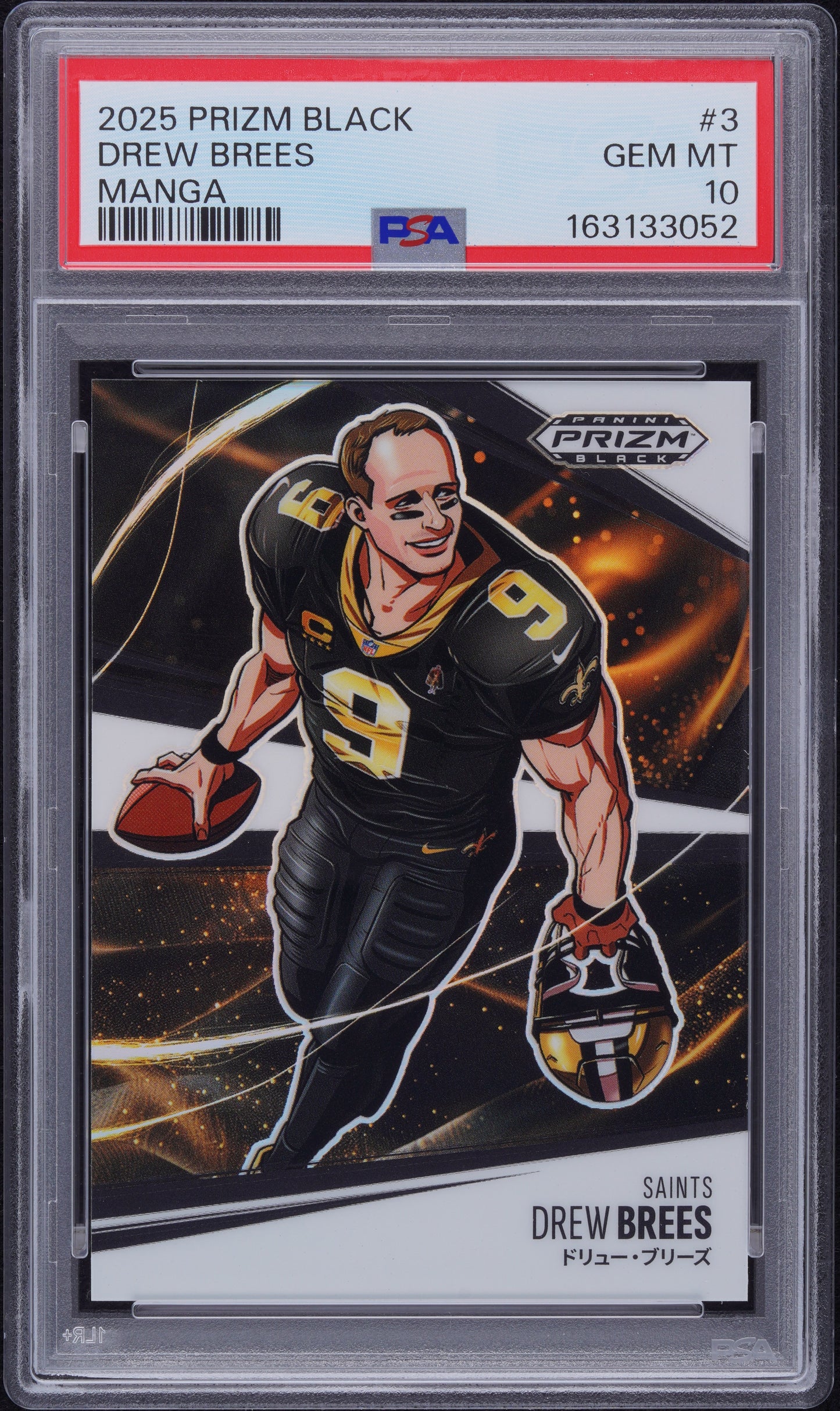 Drew Brees 2025 Panini Prizm Black Manga PSA 10 Gem Mint