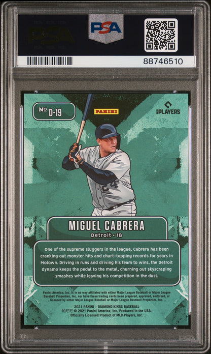 Miguel Cabrera 2021 Donruss Diamond Kings Downtown #D19 PSA 10 Gem Mint