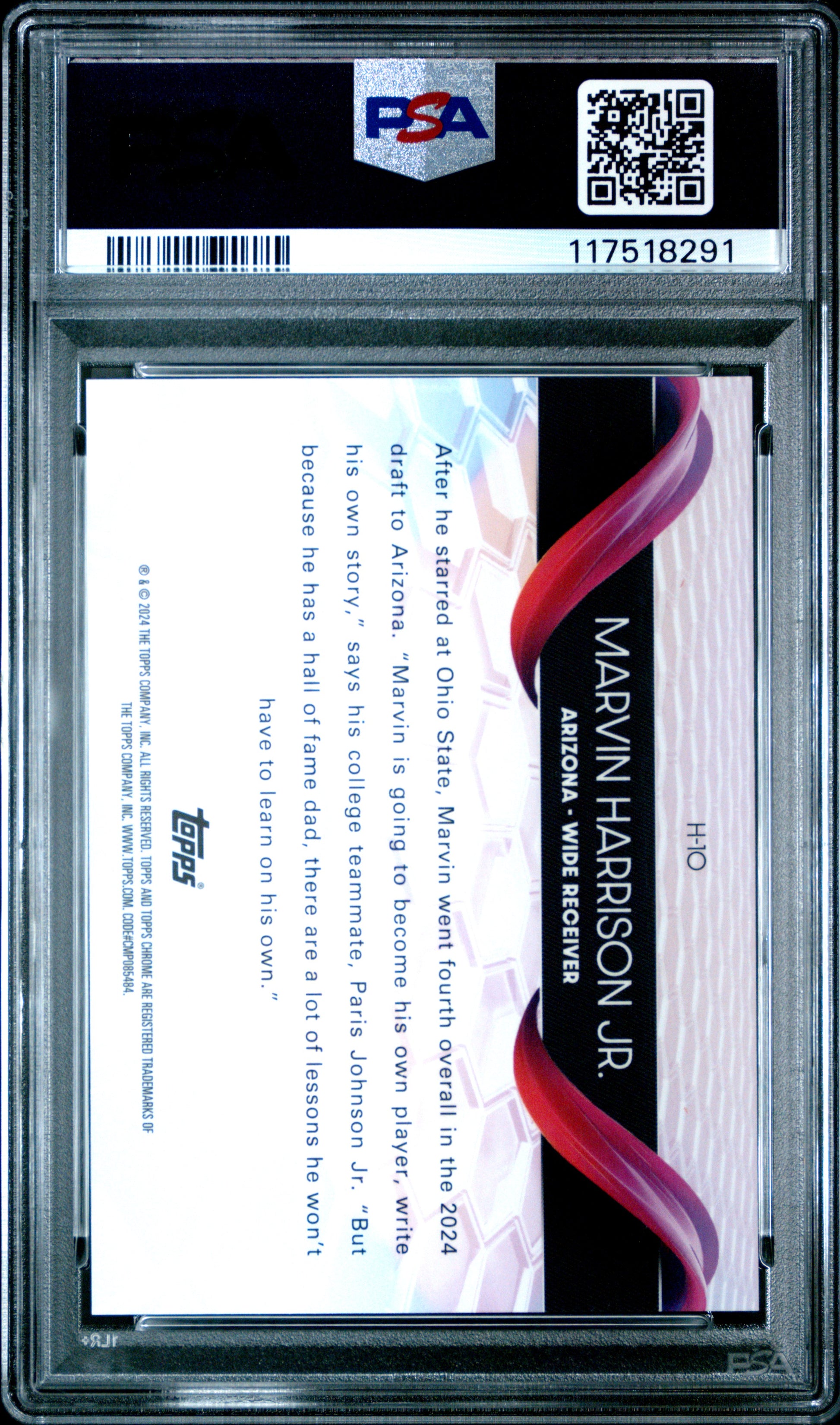 Marvin Harrison Jr. 2024 Topps Chrome Helix PSA 10 Gem Mint