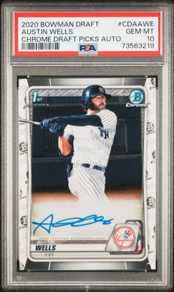 Austin Wells 2020 Bowman Chrome Draft Auto PSA 10 Gem Mint