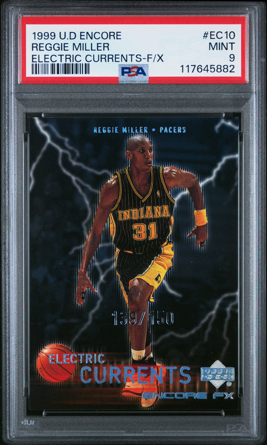 Reggie Miller 1999 Upper Deck Encore Electric Currents #139/150 PSA 9 Mint