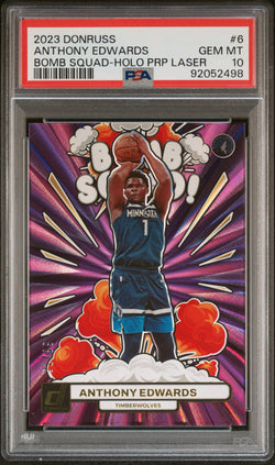 Anthony Edwards 2023 Donruss Bomb Squad Purple Laser #31/99 PSA 10 Gem Mint