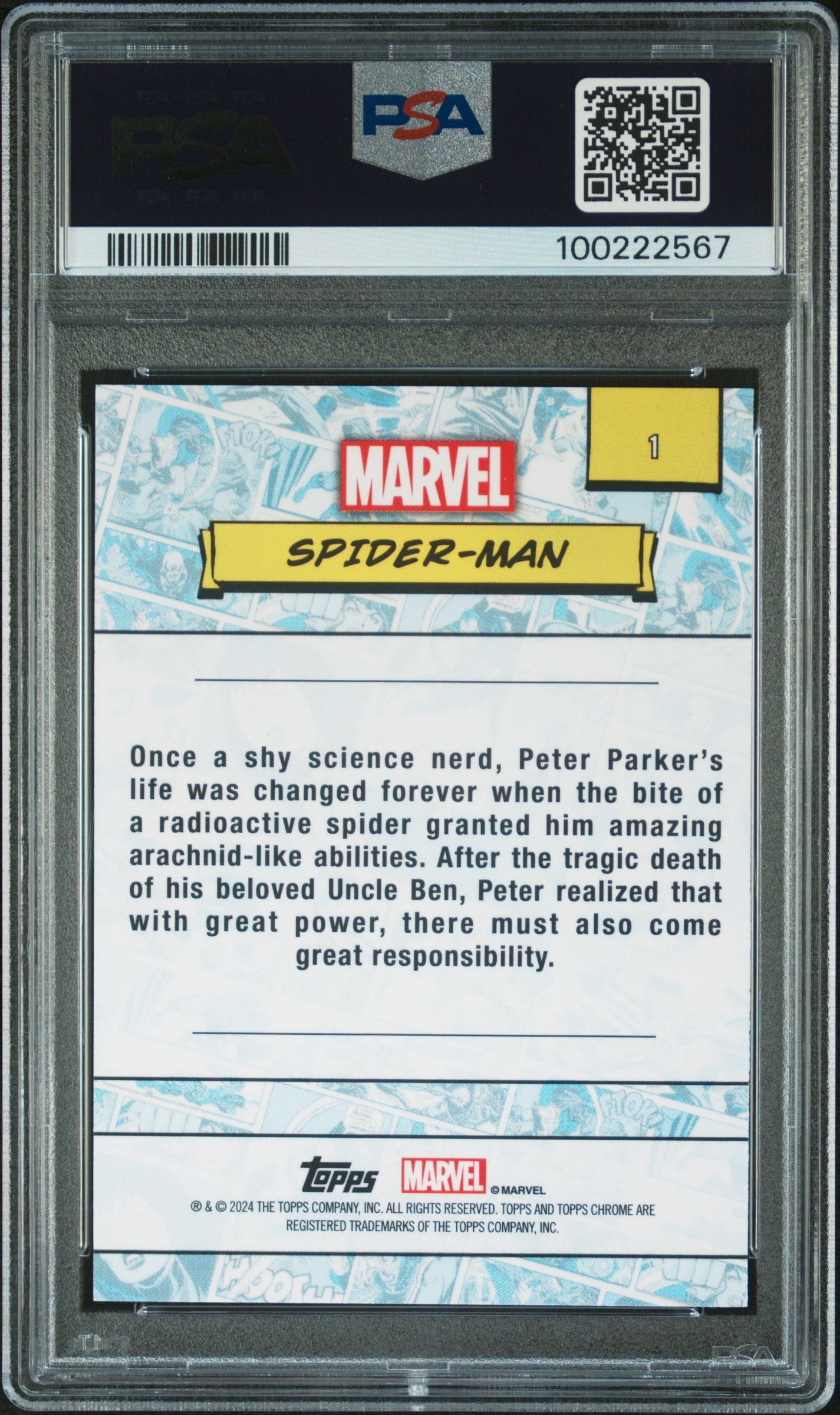 Spider-Man 2024 Marvel Sapphire #1 PSA 10 Gem Mint