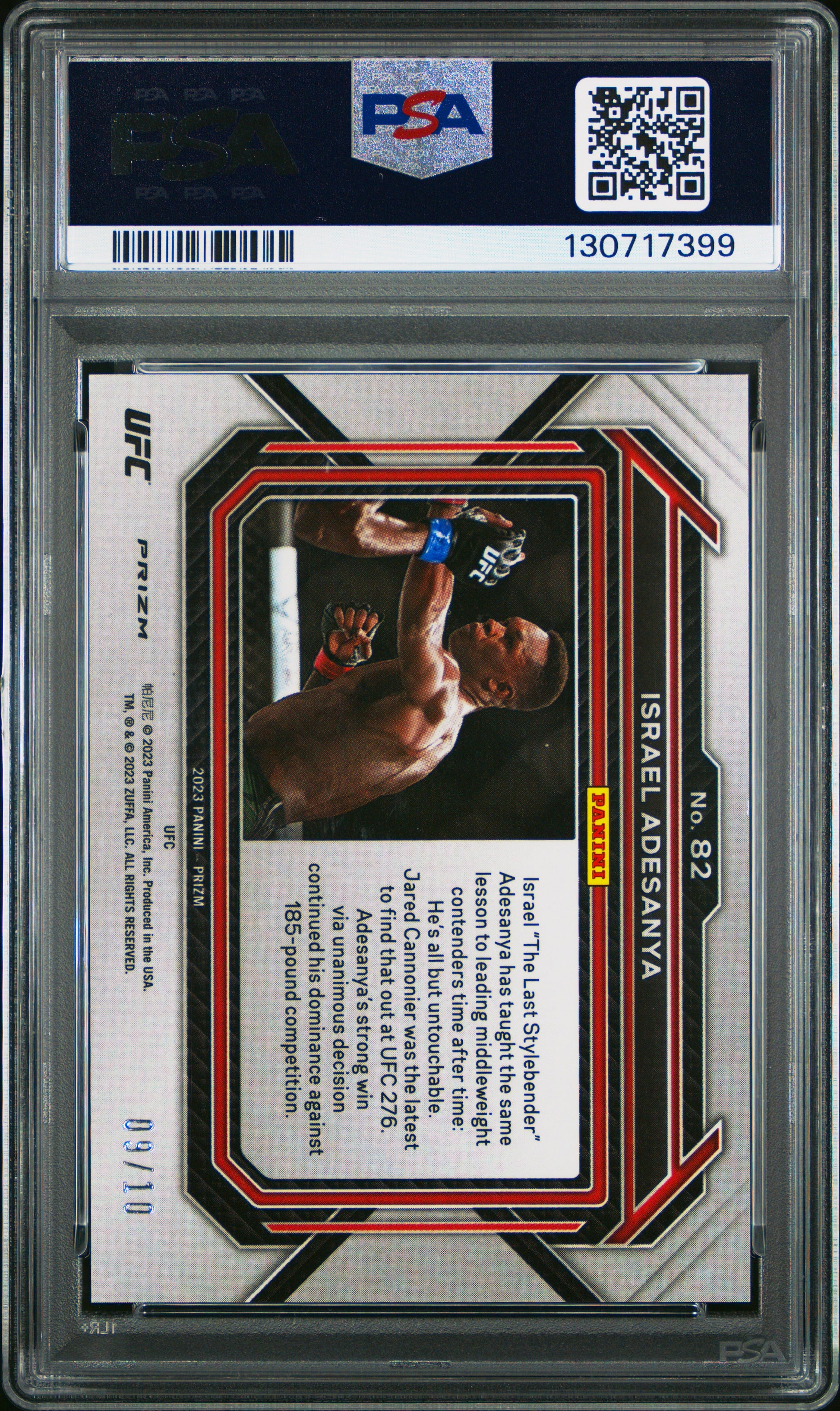 Israel Adesanya 2023 Panini Prizm UFC Undercard Gold #9/10 PSA 8 Nm-Mint