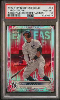 Aaron Judge 2022 Topps Chrome Sonic Aqua/Pink Refractor #138/199 PSA 10 Gem Mint