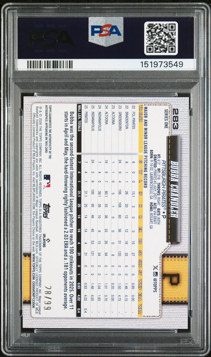 Bubba Chandler 2026 Topps Green Foil Rookie Auto #28/99 PSA 10 Gem Mint
