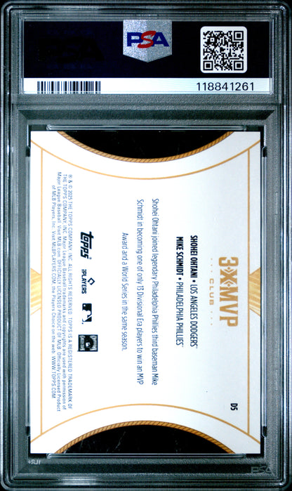 Shohei Ohtani + Mike Schmidt 2025 Topps Welcome to the Club Orange Stardust #9/25 PSA 10 Gem Mint