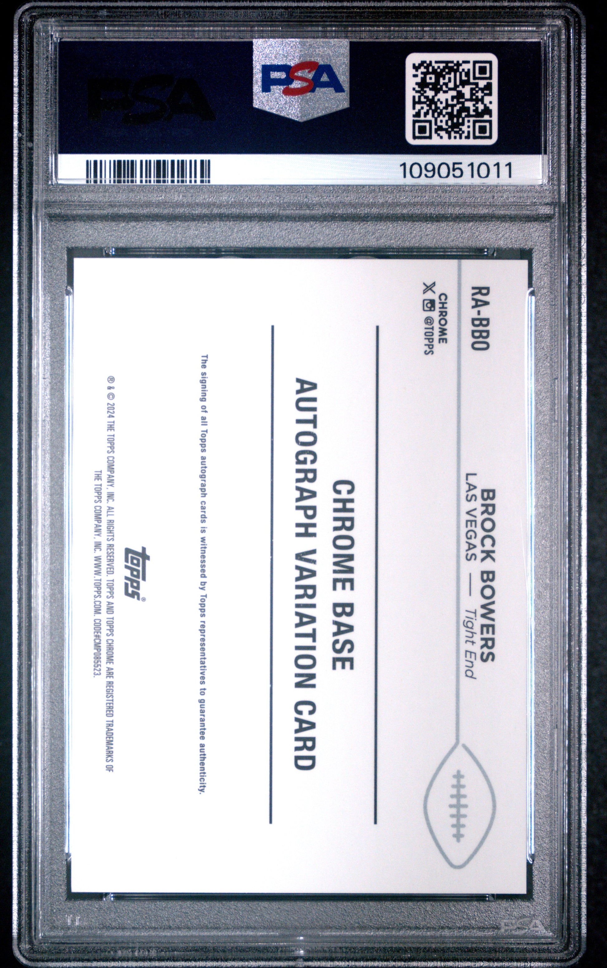Brock Bowers 2024 Topps Chrome Rookie Autograph PSA 9 Mint