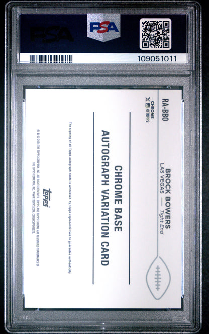 Brock Bowers 2024 Topps Chrome Rookie Autograph PSA 9 Mint