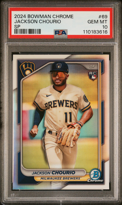 Jackson Chourio 2024 Bowman Chrome SP RC PSA 10 Gem Mint
