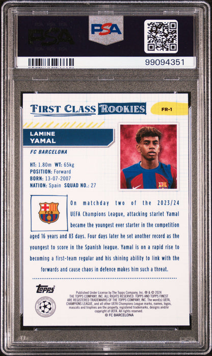 Lamine Yamal 2023 Topps Finest UCC First Class Rookies PSA 10 Gem Mint