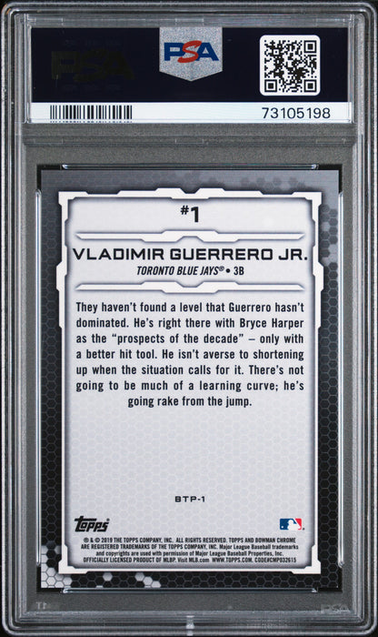 Vladimir Guerrero Jr. 2019 Bowman Chrome Top 100 Orange Refractor #14/25 PSA 10 Gem Mint