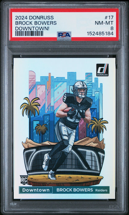 Brock Bowers 2024 Donruss Downtown #17 PSA 8 Nm-Mint