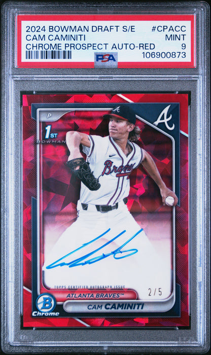Cam Caminiti 2024 Bowman Draft Sapphire Red Auto #2/5 PSA 9 Mint