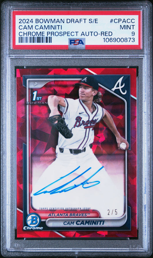 Cam Caminiti 2024 Bowman Draft Sapphire Red Auto #2/5 PSA 9 Mint